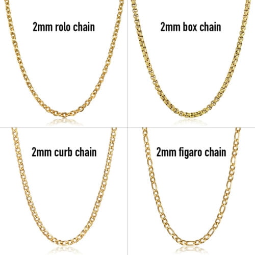 Hot !18K Yellow Gold Plated Italy Figaro 2mm link chain Necklace 18"-22" Unisex